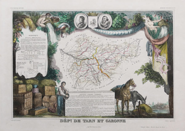 Carte géographique ancienne du Tarn et Garonne