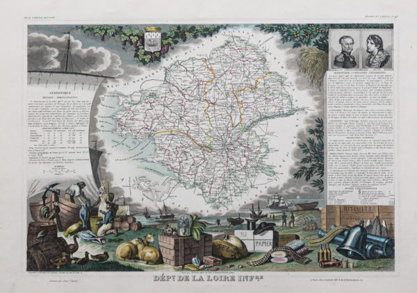 Carte géographique ancienne du département de la Loire Inférieure