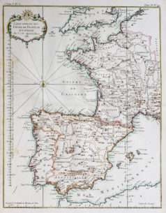 Carte ancienne des côtes de France et d’Espagne