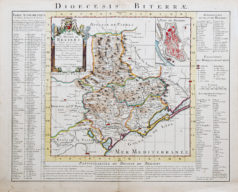 Carte géographique ancienne du Diocèse de Béziers