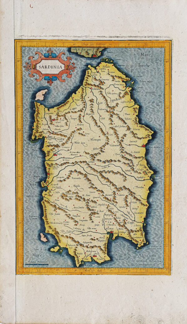Carte géographique ancienne de la Sardaigne