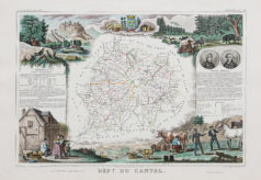 Carte géographique ancienne du département du Cantal