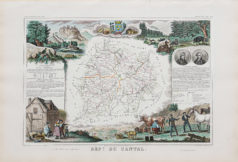Carte géographique ancienne du département du Cantal