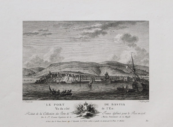 Gravure ancienne du port de Bastia