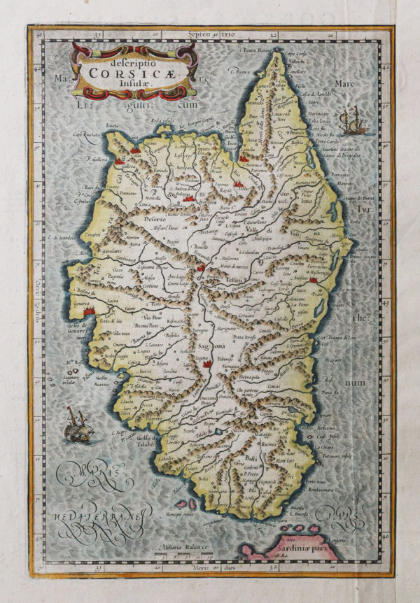 Carte géographique ancienne de la Corse