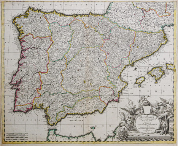 Carte géographique ancienne - Espagne et Portugal