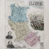 Carte géographique ancienne du département de la Loire