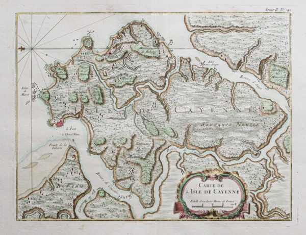 Carte géographique ancienne de l’Île de Cayenne