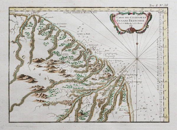 Carte géographique ancienne de la Guyane française