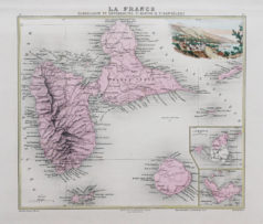 Carte géographique ancienne de la Guadeloupe - St Barthélémy
