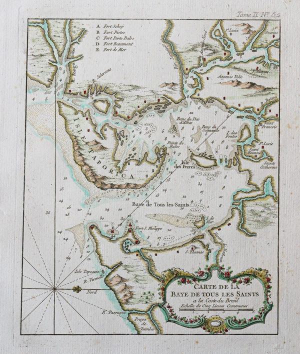 Carte marine ancienne du Brésil