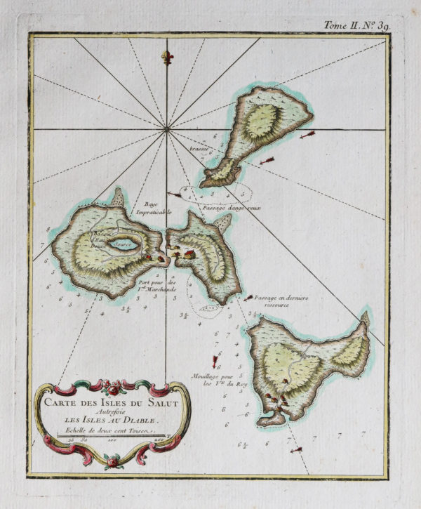 Carte marine ancienne de la Guyane