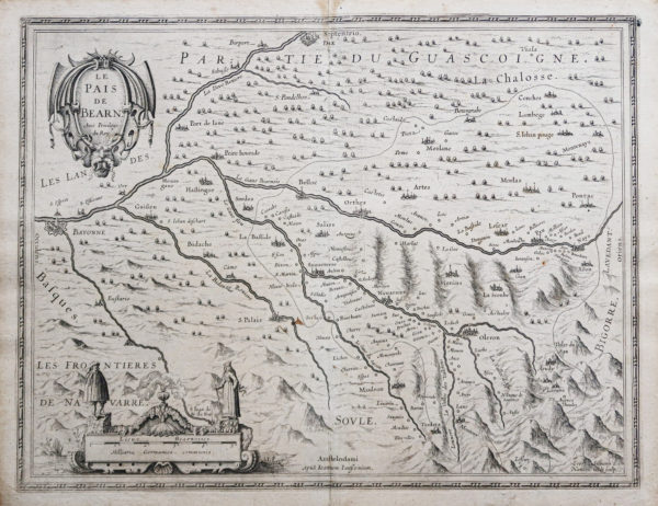Carte géographique ancienne du Pays de Bearn