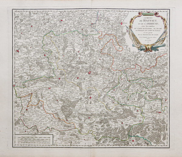 Carte géographique ancienne - Comté de Hainaut - Cambrésis - Belgique