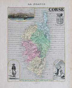 Carte géographique ancienne du département de la Corse