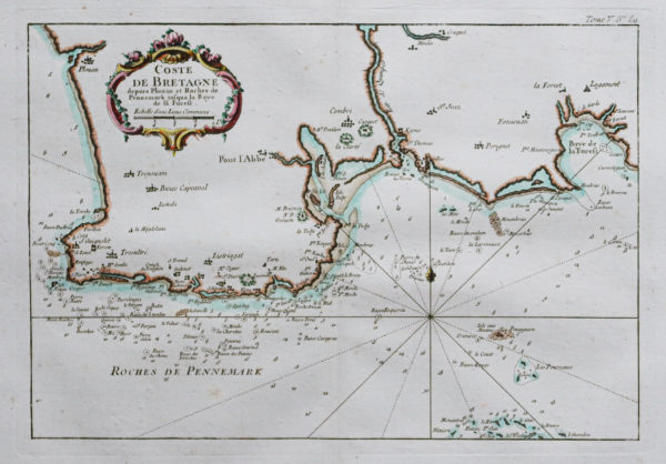 Carte marine ancienne - Côte de Bretagne