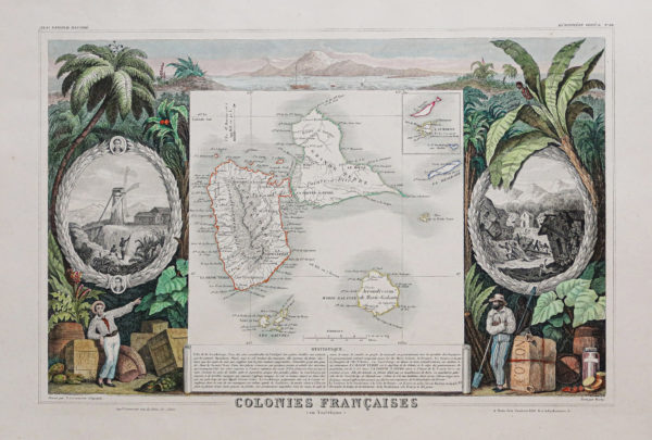 Carte géographique ancienne de la Guadeloupe