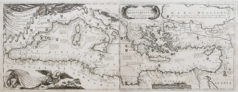 Carte géographique ancienne de la Mer Méditerranée