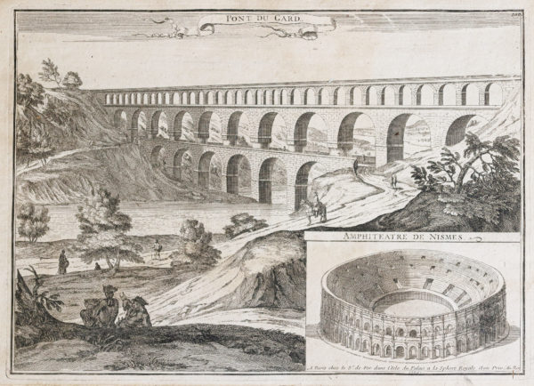 Gravure ancienne de Nîmes - Pont du Gard