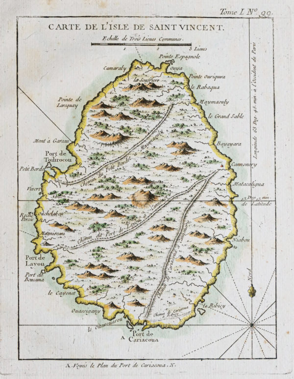 Carte géographique ancienne - Île de Saint Vincent