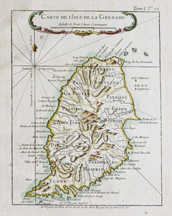 Carte géographique ancienne - Île de la Grenade