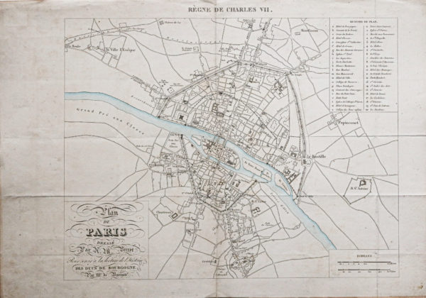 Plan ancien de Paris sous le règne de Charles VII en 1420