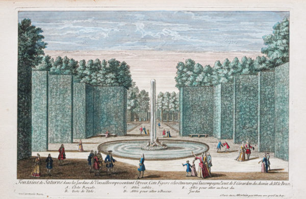 Gravure ancienne - Fontaine de Saturne - Versailles