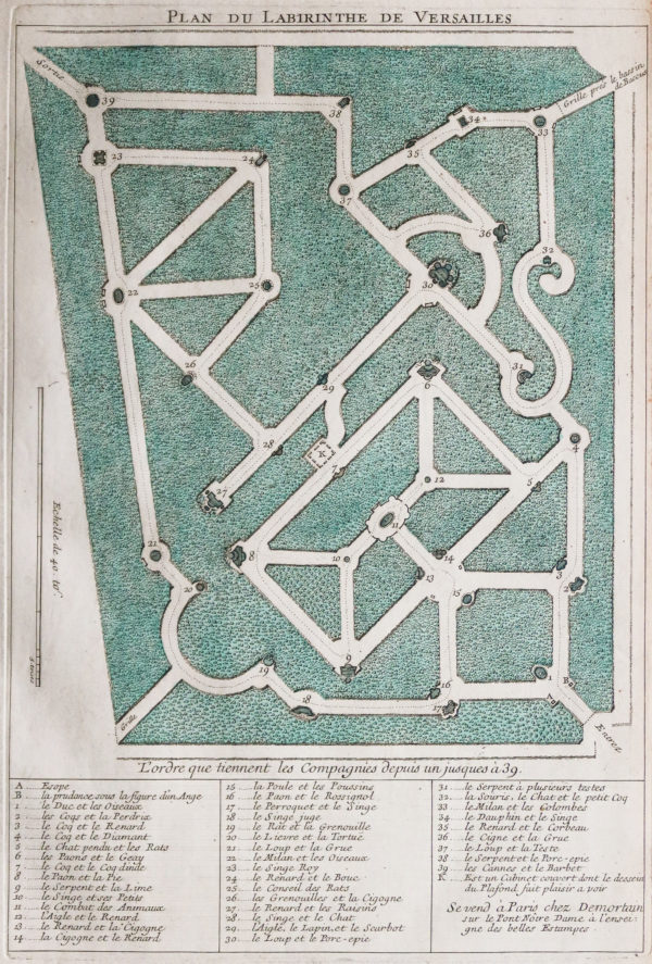 Gravure ancienne - Labyrinthe de Versailles