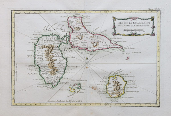 Carte marine ancienne de la Guadeloupe
