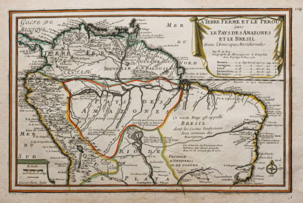 Carte ancienne Brésil - Pérou - Amazonie