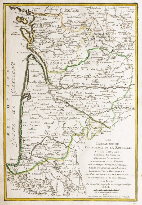 Carte géographique ancienne des Landes