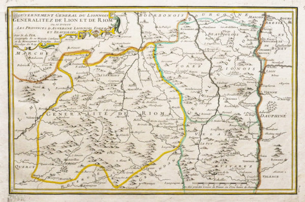 Carte géographique ancienne de Auvergne - Dauphiné