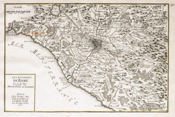 Carte géographique ancienne des environs de Rome