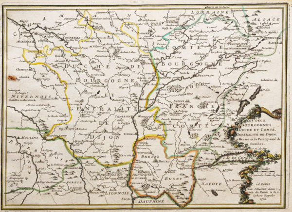 Carte géographique ancienne des deux Bourgognes