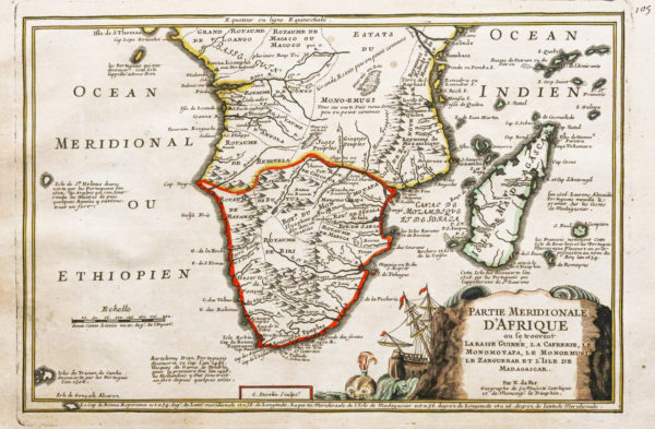 Carte géographique ancienne Afrique du sud