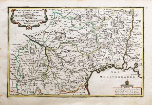 Carte géographique ancienne du Languedoc