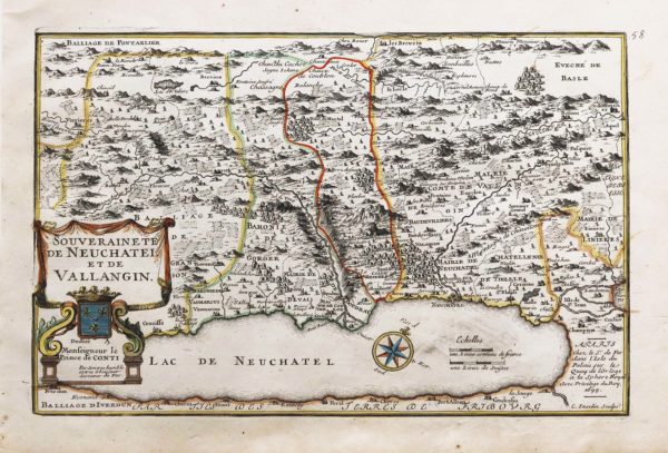 Carte géographique ancienne de la Suisse - Neuchâtel