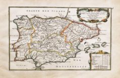 Carte géographique ancienne de l’Espagne et du Portugal