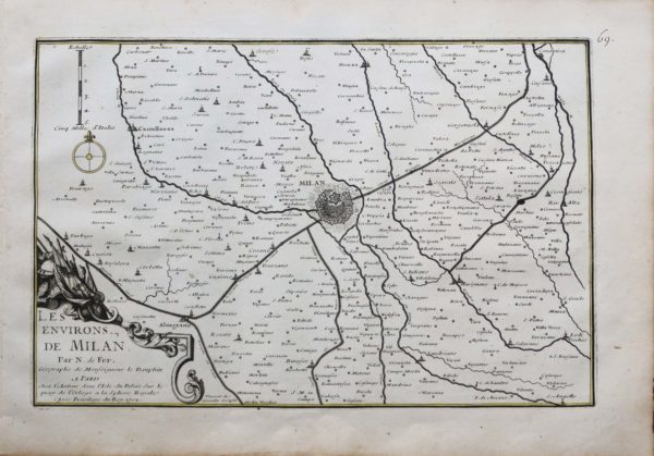 Carte ancienne de la ville de Milan et de ses environs