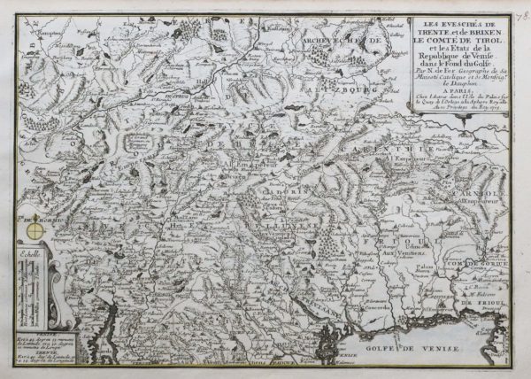 Carte ancienne du Tyrol et République de Venise