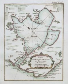 Carte marine ancienne des étangs de Berre - Martigues