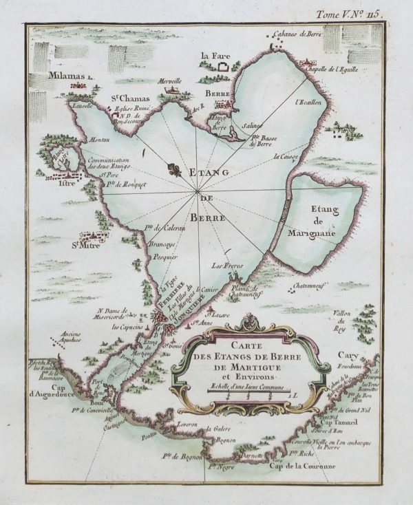 Carte marine ancienne des étangs de Berre - Martigues