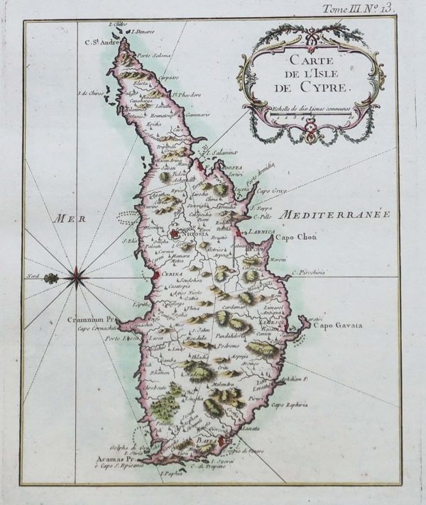 Carte marine ancienne de l’Ile de Chypre