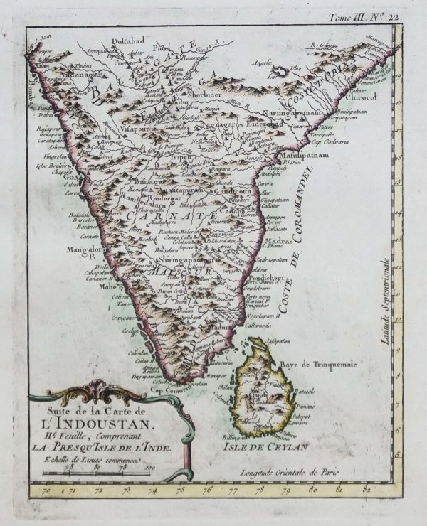 Carte ancienne de l’Inde du sud - Sri Lanka