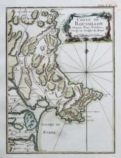Carte marine ancienne du Golfe de Roses - Rosa - Espagne