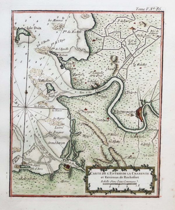 Carte marine ancienne de la rivière Charente