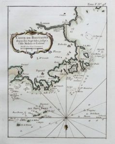 Carte marine ancienne de L’Ile Molène et Lannion