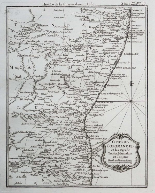 Carte marine ancienne des Côtes de Coromandel