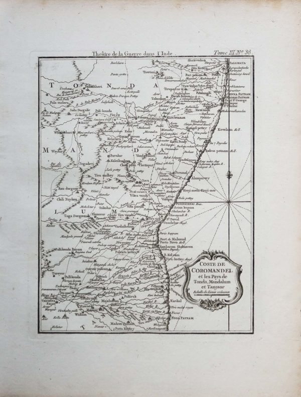 Carte marine ancienne des Côtes de Coromandel