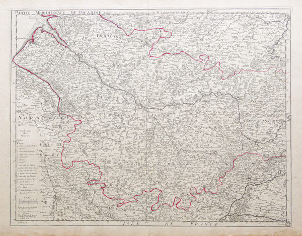 Carte géographique ancienne de la Picardie